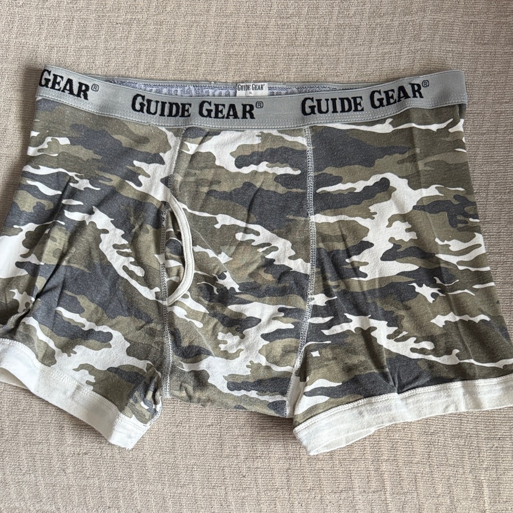 Men’s Guide Gear Camo Boxer Briefs - Olive/Gray, XL